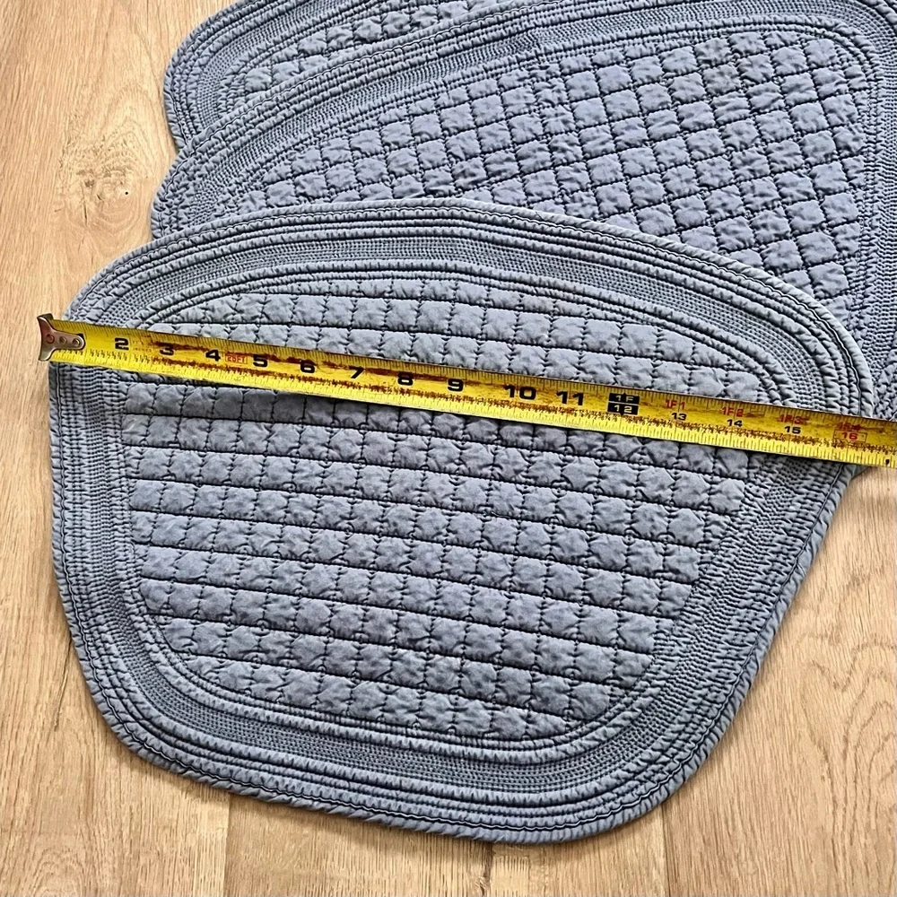 6‎ PCs Placemats Light Blue Gray Quilted Cottage Core Placemats 16” X 12”